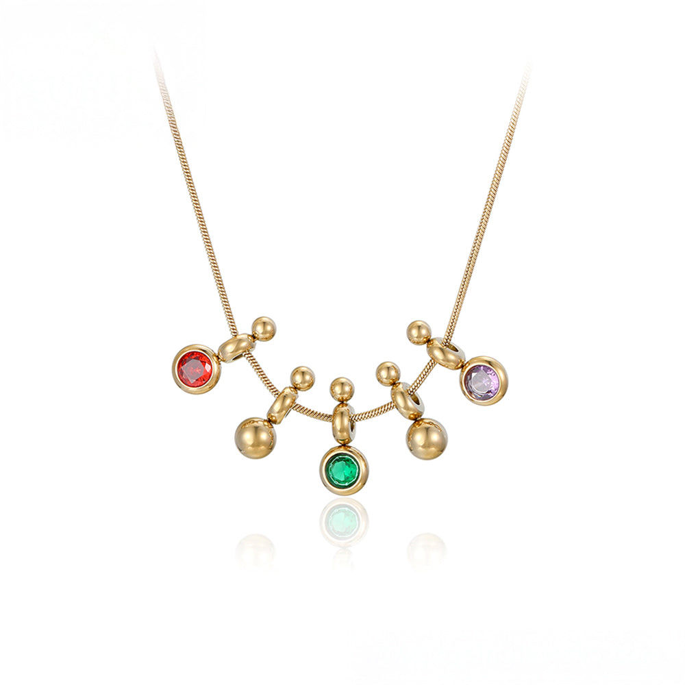 Collar de Aleación Bañado en Oro con Cristal Emporia® Verde y Cristal Emporia® Rojo 2 