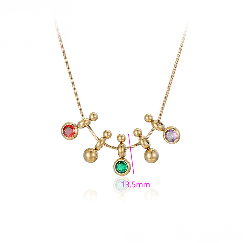 Collar de Aleación Bañado en Oro con Cristal Emporia® Verde y Cristal Emporia® Rojo 3 