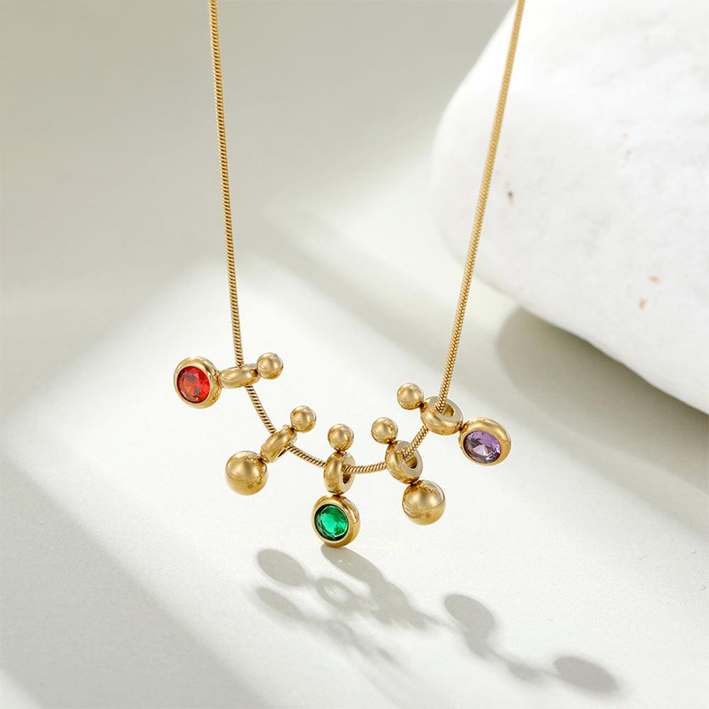 Collar de Aleación Bañado en Oro con Cristal Emporia® Verde y Cristal Emporia® Rojo