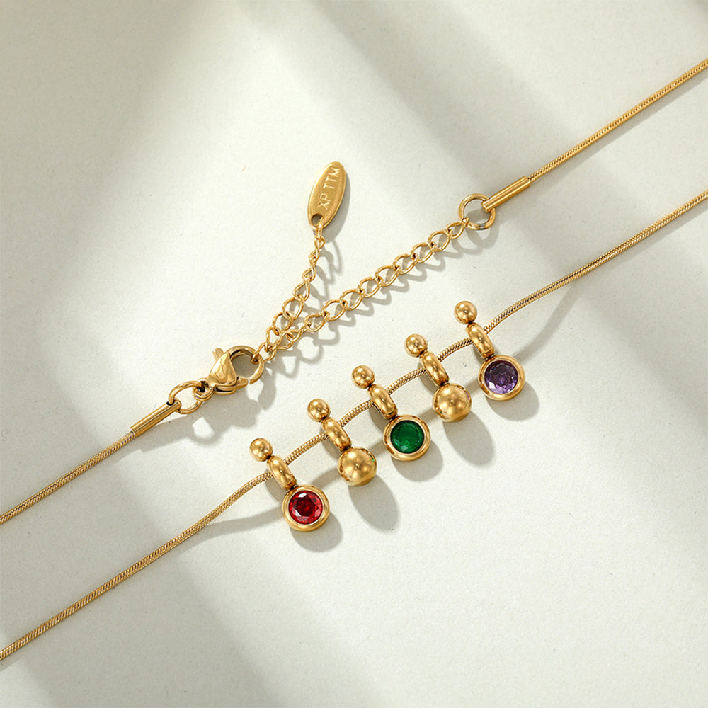 Collar de Aleación Bañado en Oro con Cristal Emporia® Verde y Cristal Emporia® Rojo