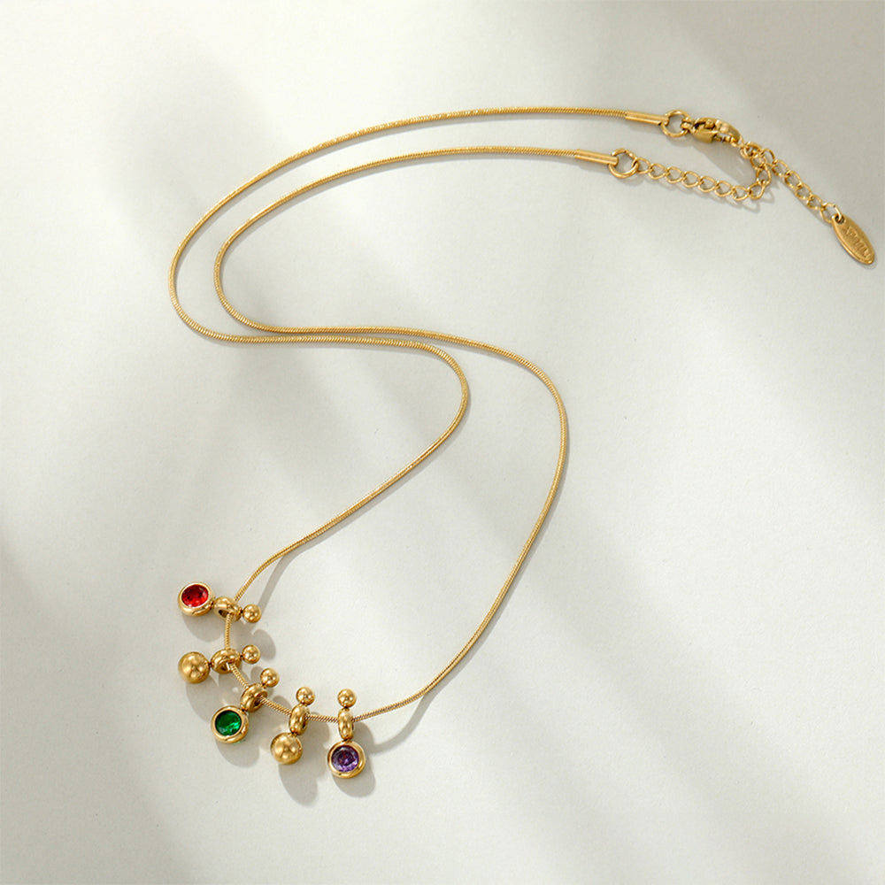 Collar de Aleación Bañado en Oro con Cristal Emporia® Verde y Cristal Emporia® Rojo 6 