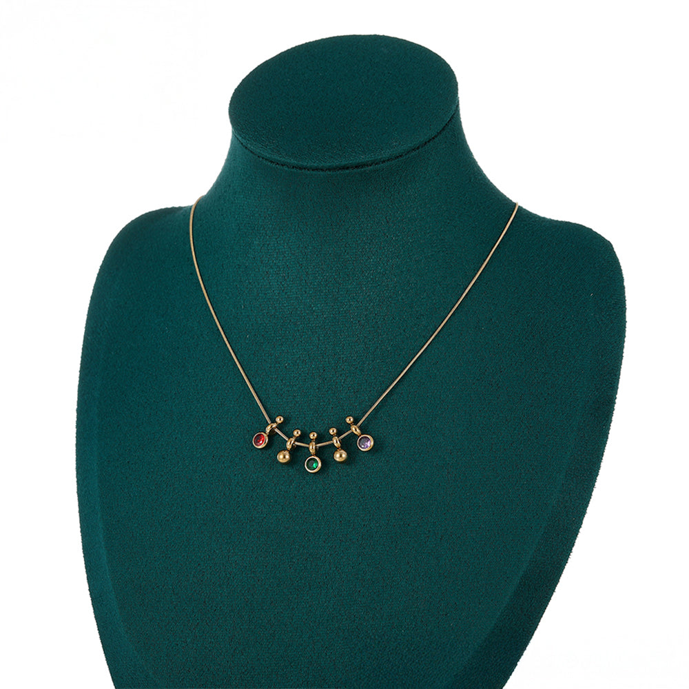 Collar de Aleación Bañado en Oro con Cristal Emporia® Verde y Cristal Emporia® Rojo 7 