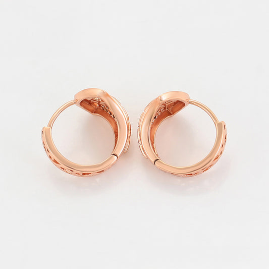 Conjunto de Aleación Bañado en Oro con Cristal Emporia® Blanco ( Pendientes +Anillo )