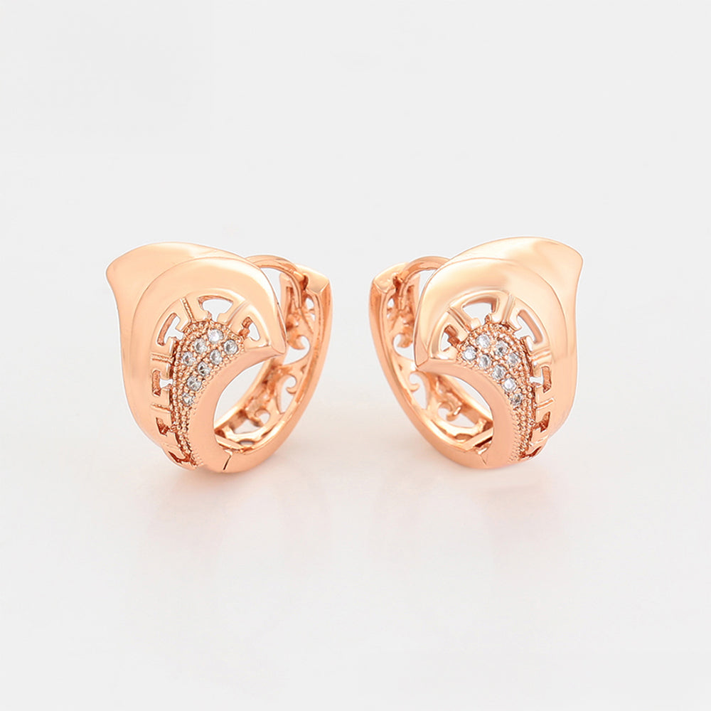 Conjunto de Aleación Bañado en Oro con Cristal Emporia® Blanco ( Pendientes +Anillo )