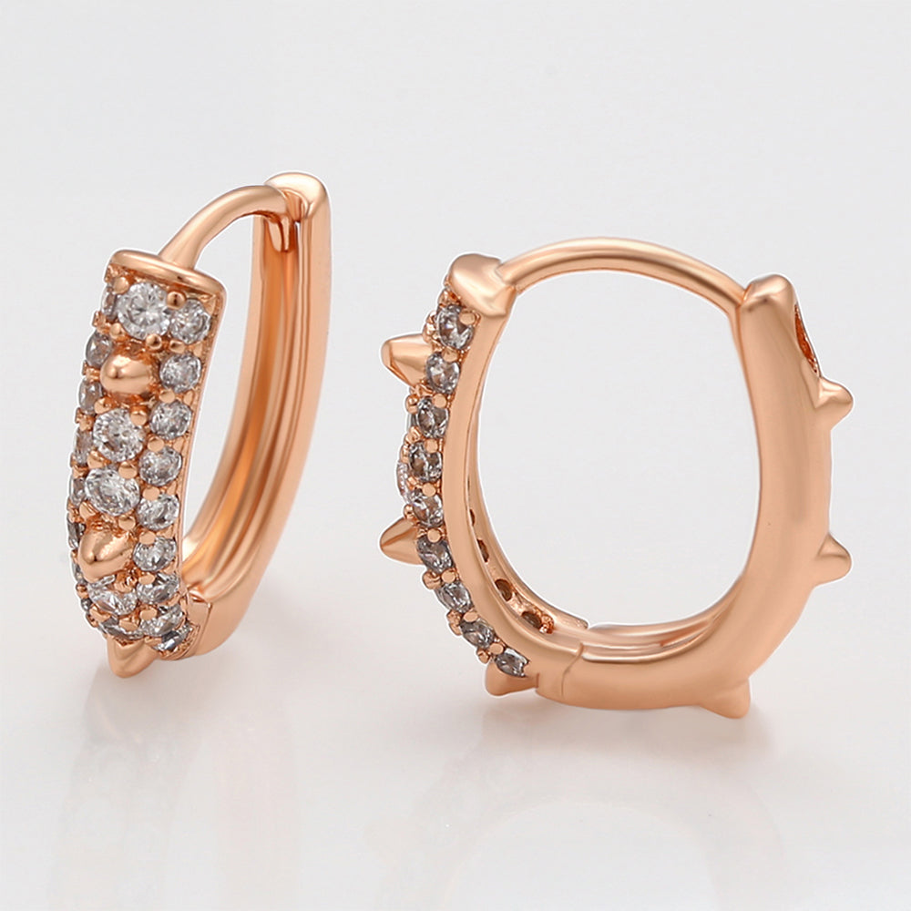 Pendientes de Aleación Bañado en Oro con Cristal Emporia® Blanco 5 
