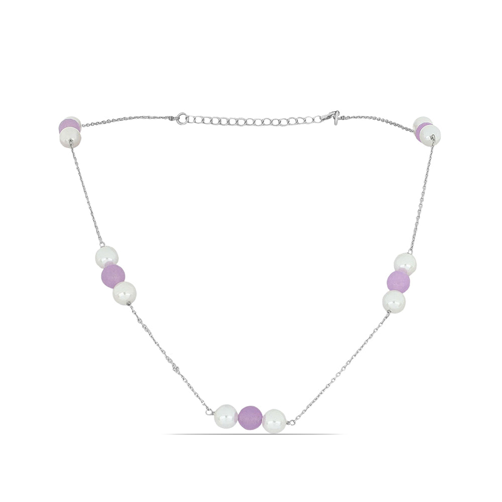 Collar de Plata con Jadeíta lavanda de Río Marsden y Perla de Agua Dulce