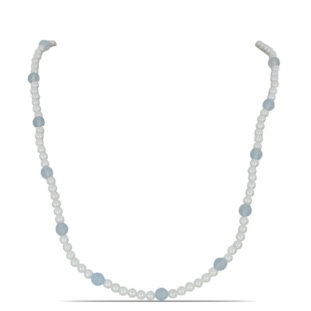 Collar de Plata con Aguamarina del Condado de Embu y Perla de Agua Dulce 1 