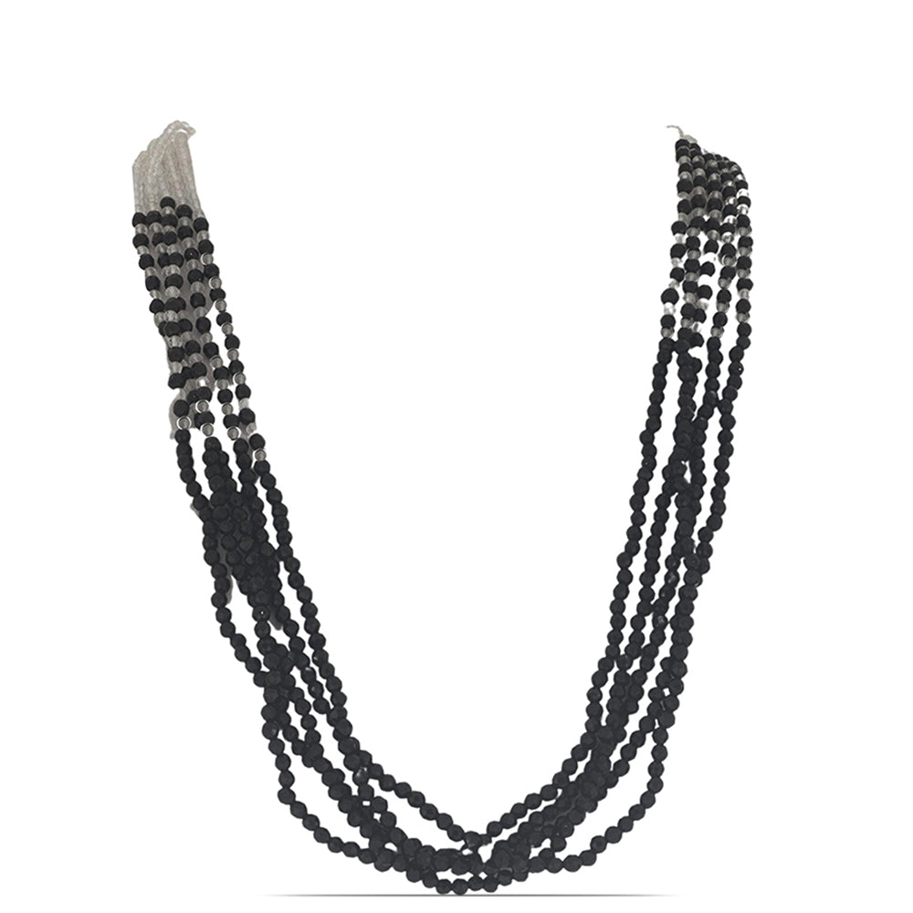 Collar de Plata con Espinela Negra de Badakhshan Gorno y Topacio Blanco