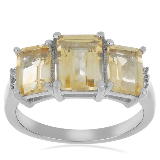 Anillo de Plata con Citrino de los Montes Urales