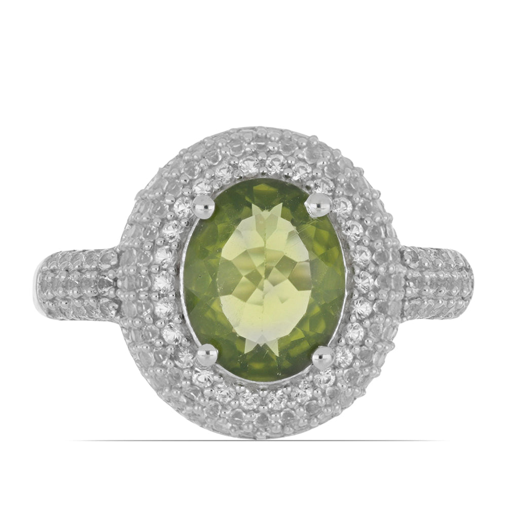 Anillo de Plata con Peridoto de Changbai y Topacio Blanco 1 