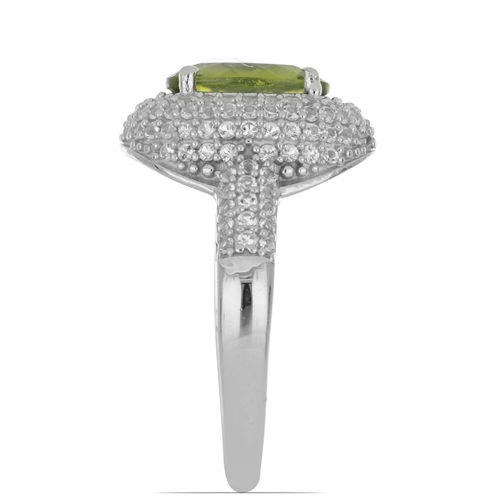 Anillo de Plata con Peridoto de Changbai y Topacio Blanco