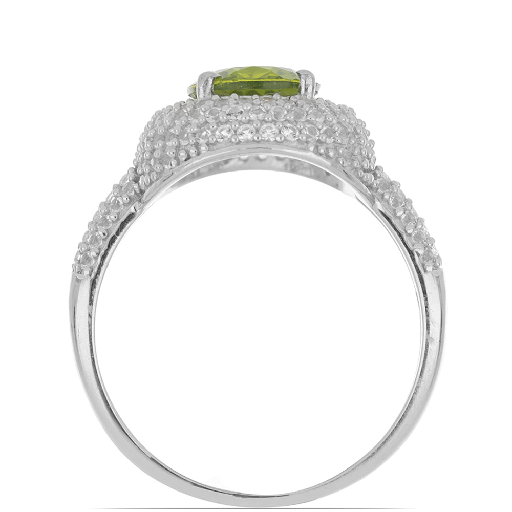 Anillo de Plata con Peridoto de Changbai y Topacio Blanco