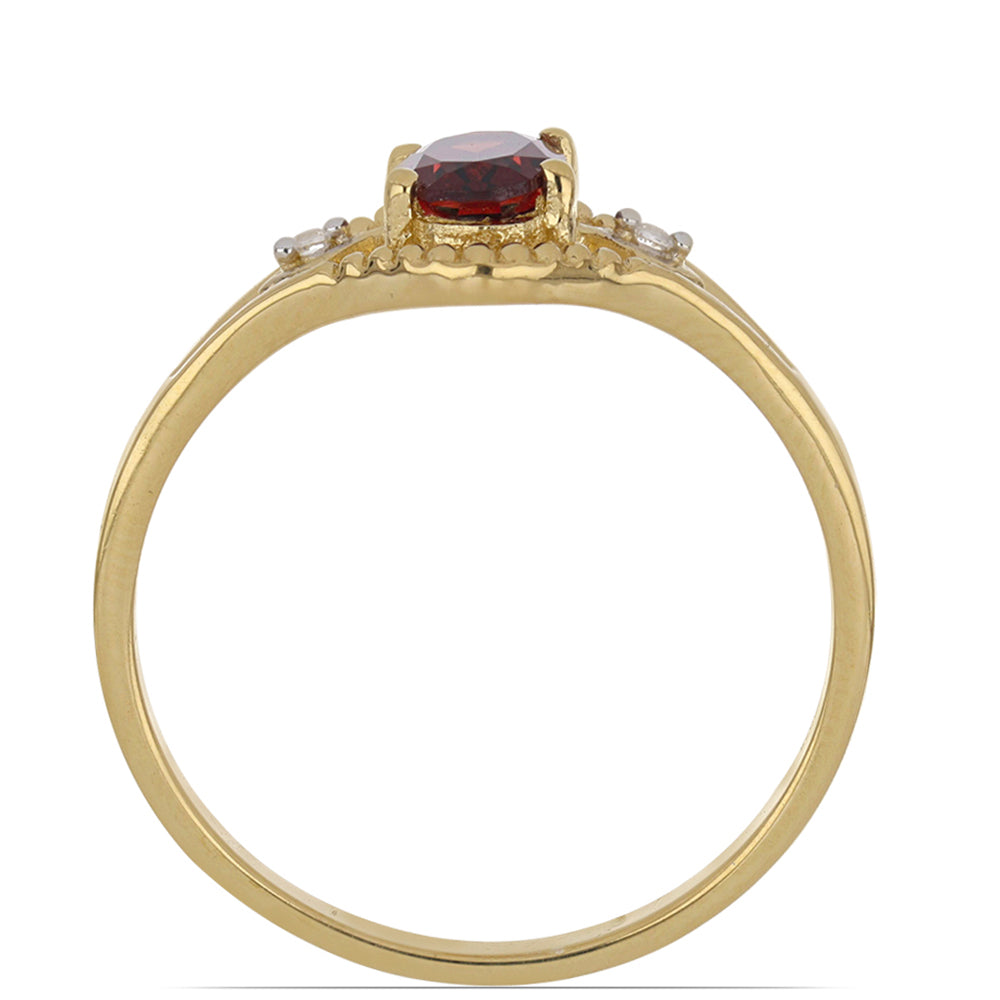 Anillo de Plata Bañada en Oro con Granate Barton y Topacio Blanco 3 