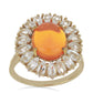 Anillo de Plata Bañada en Oro con Ópalo Naranja de Lega Dembi y Topacio Blanco