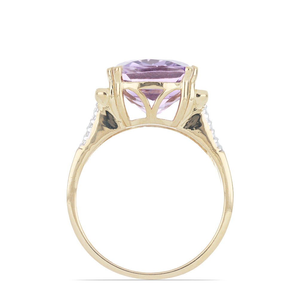 Anillo de Plata Bañada en Oro con Amatista de Vera Cruz y Topacio Blanco