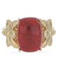 Anillo de Plata Bañada en Oro con Coral de Esponja Roja