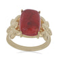 Anillo de Plata Bañada en Oro con Coral de Esponja Roja