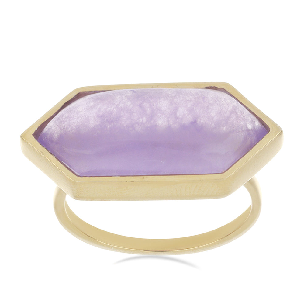 Anillo de Plata Bañada en Oro con Jadeíta lavanda de Río Marsden