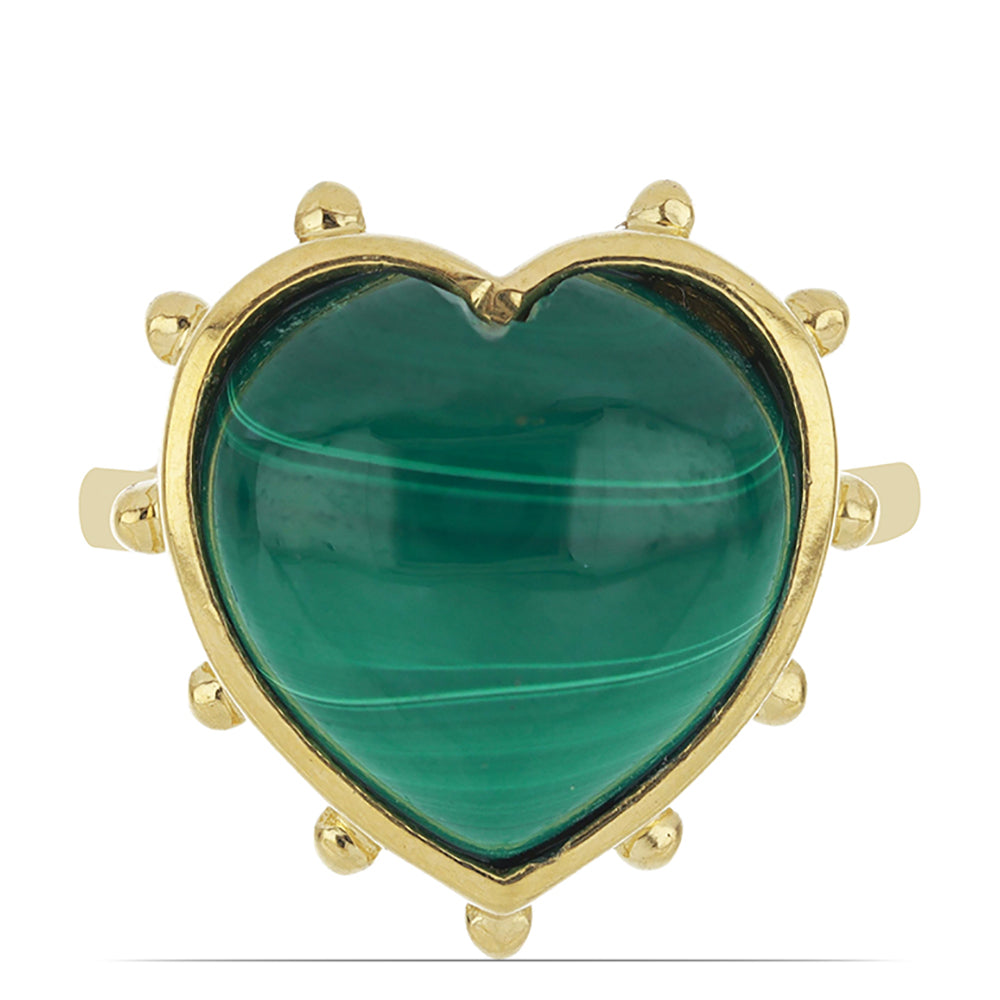 Anillo de Plata Bañada en Oro con Malaquita de Gales