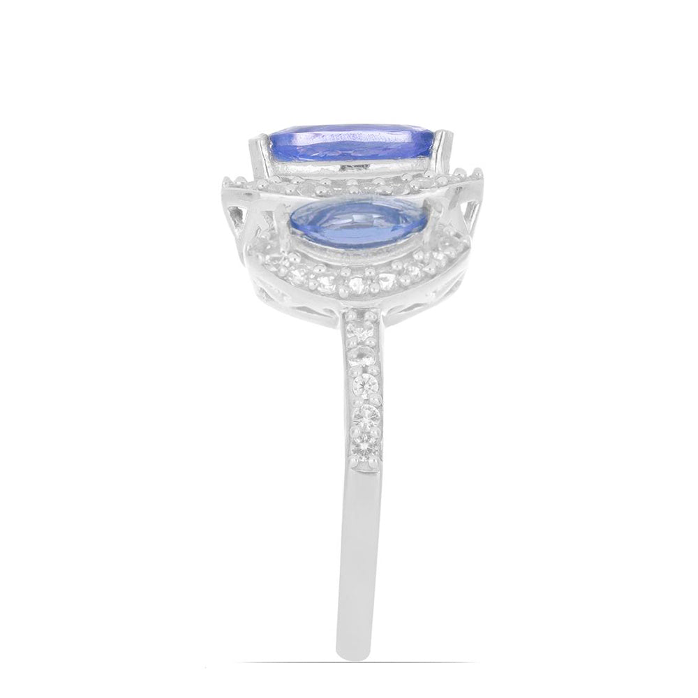 Anillo de Plata con Tanzanita y Topacio Blanco