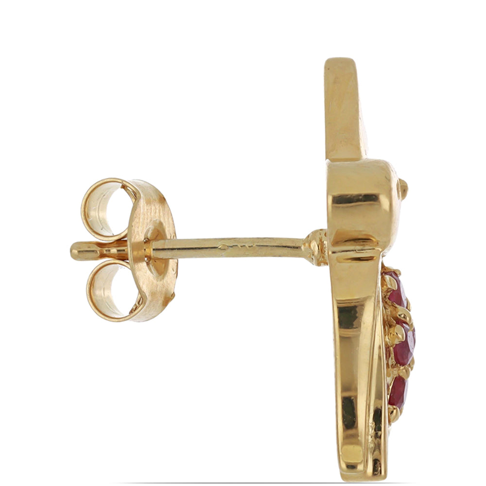 Pendientes de Plata Bañada en Oro con Rubí de Madagascar