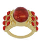 Anillo de Plata Bañada en Oro con Coral de Esponja Roja