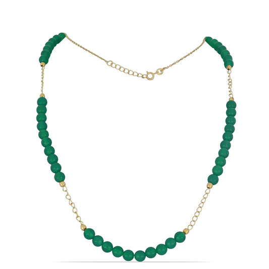 Collar de Plata Bañada en Oro con Ágata Verde