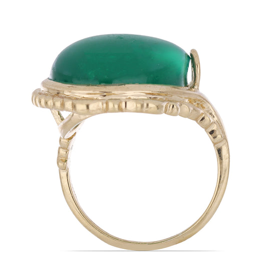 Anillo de Plata Bañada en Oro con Ágata Verde