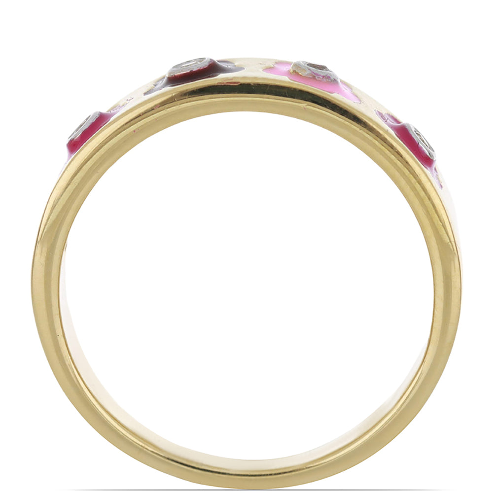 Anillo de Plata Bañada en Oro con Esmalte y Topacio Blanco 2 