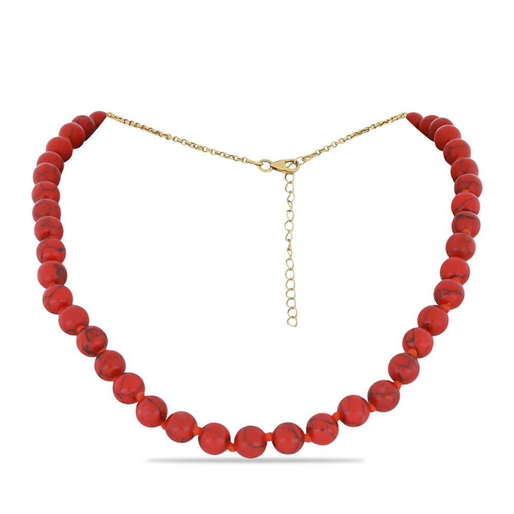 Collar de Plata Bañada en Oro con Coral de Esponja Roja 1 