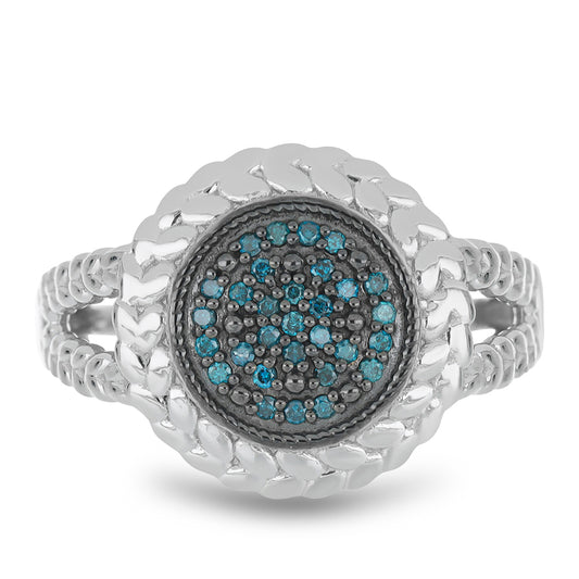 Anillo de Plata con Diamante Azul