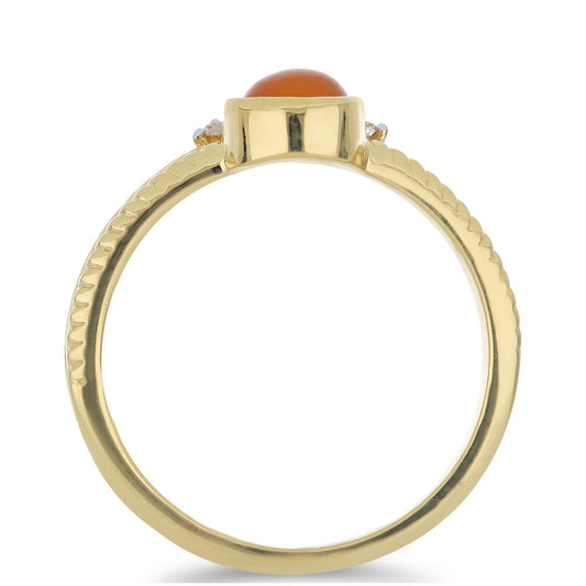 Anillo de Plata Bañada en Oro con Cornalina de Tagebau y Topacio Blanco