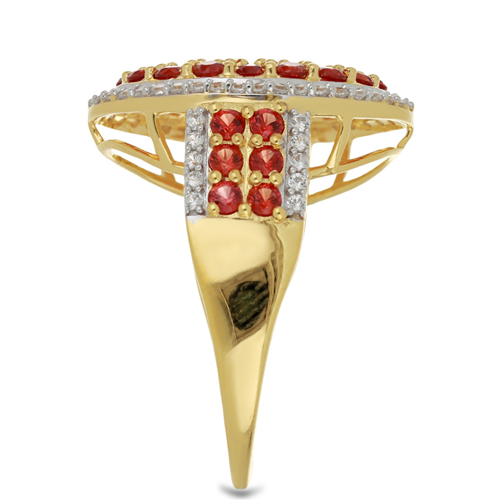 Anillo de Oro 9K con Rosario rojo de zafiro y Zircón blanco natural 4 