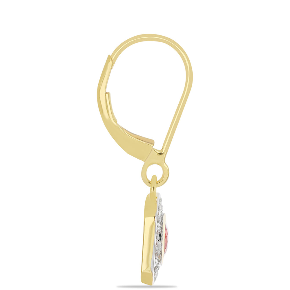 Pendientes de Oro 9K con Rosario rojo de zafiro y Zircón blanco natural 2 