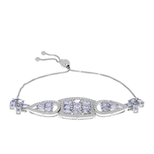 Pulsera de Plata con Tanzanita y Topacio Blanco