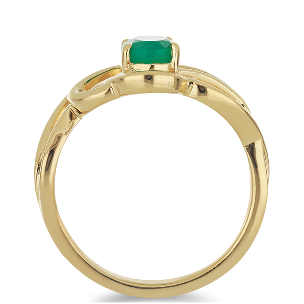 Anillo de Plata Bañada en Oro con Ágata Verde 2 