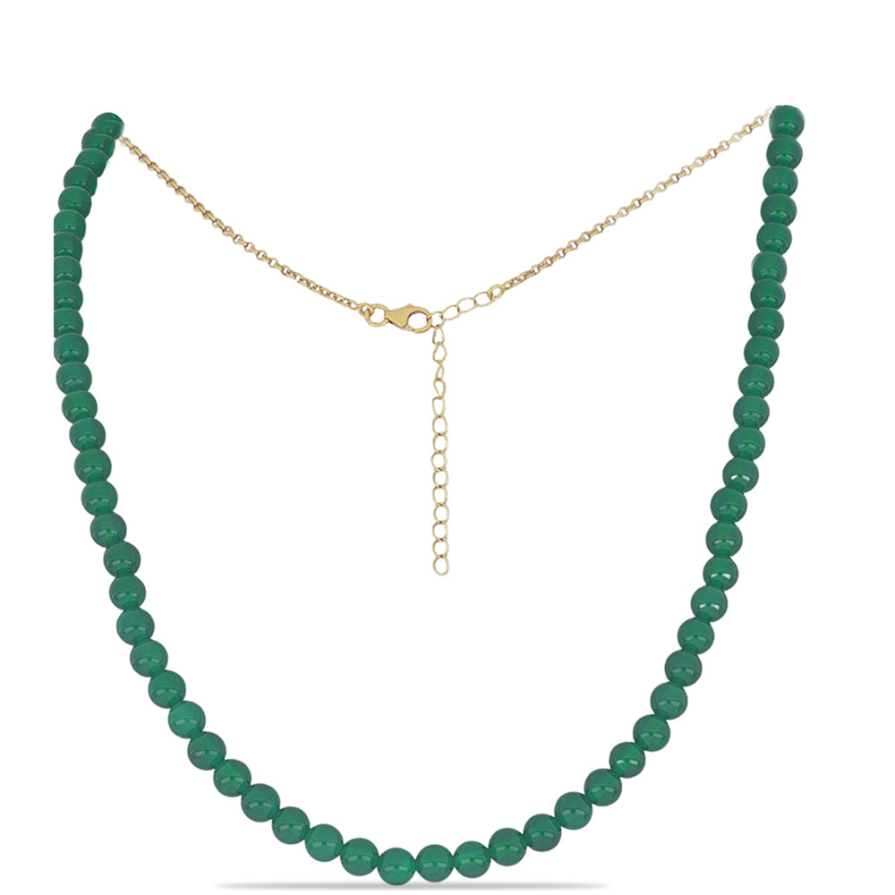 Collar de Plata Bañada en Oro con Ágata Verde 1 