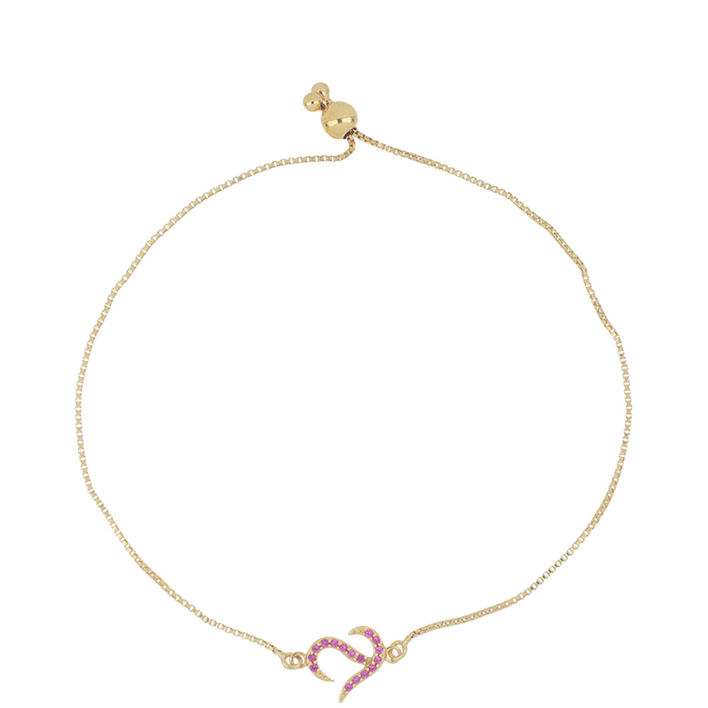 Pulsera de Plata Bañada en Oro con Rubí diminuto
