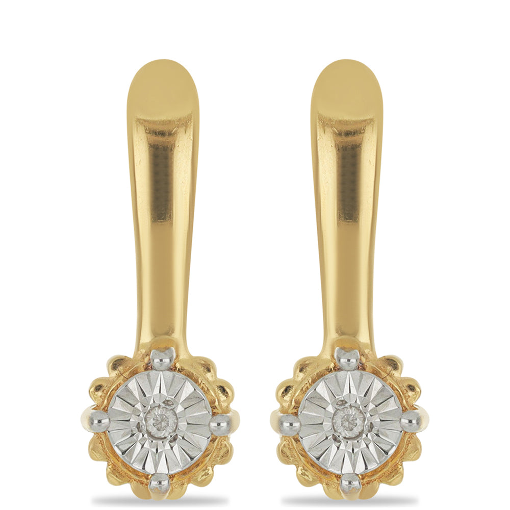 Pendientes de Plata Bañada en Oro con Diamante blanco 1 