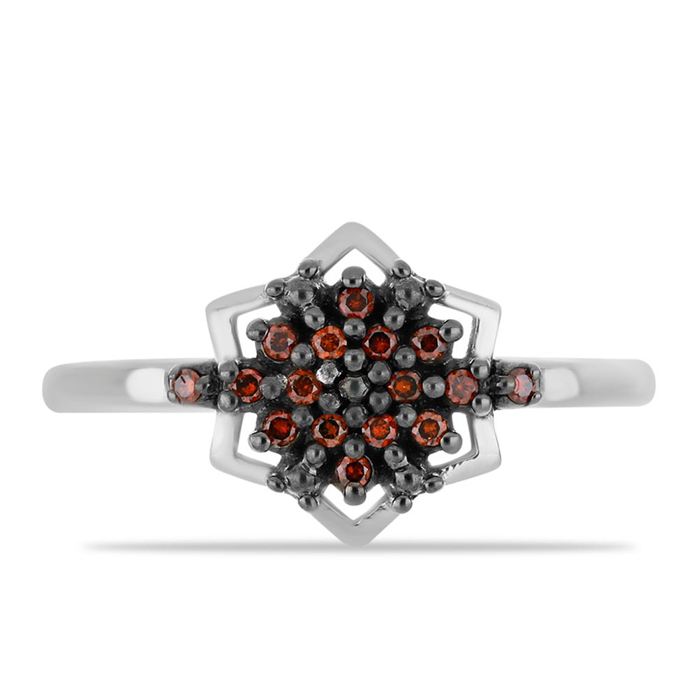 Anillo de Plata con Diamante Rojo