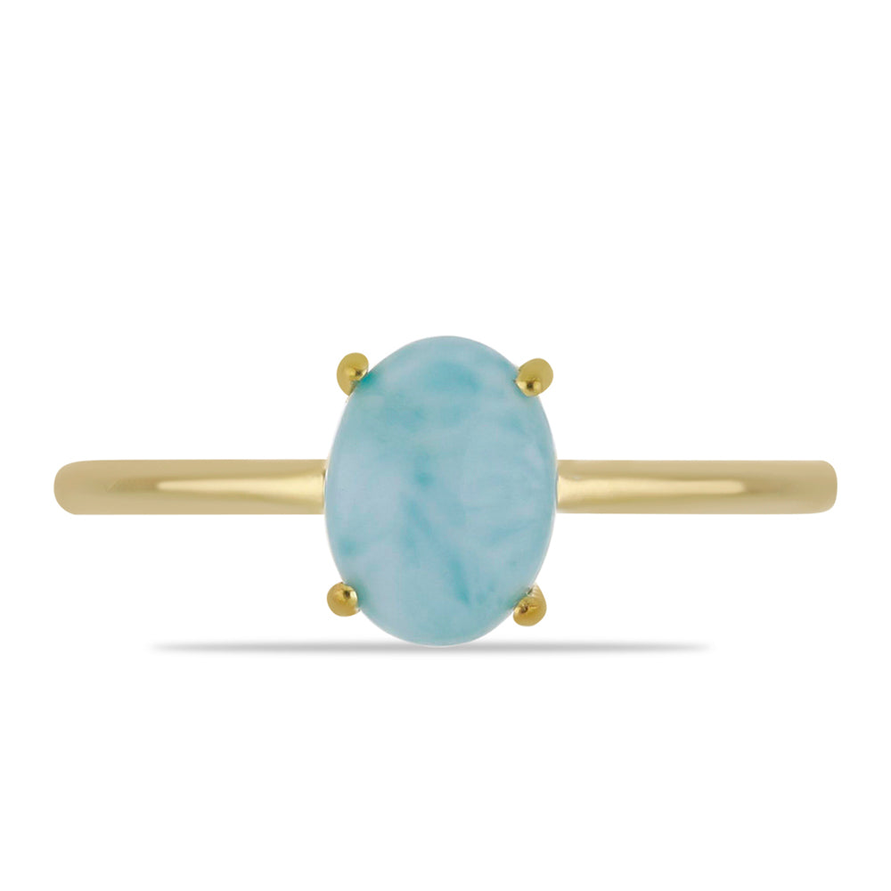 Anillo de Plata Bañada en Oro con Larimar