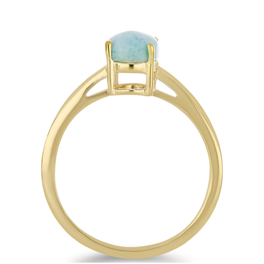 Anillo de Plata Bañada en Oro con Larimar