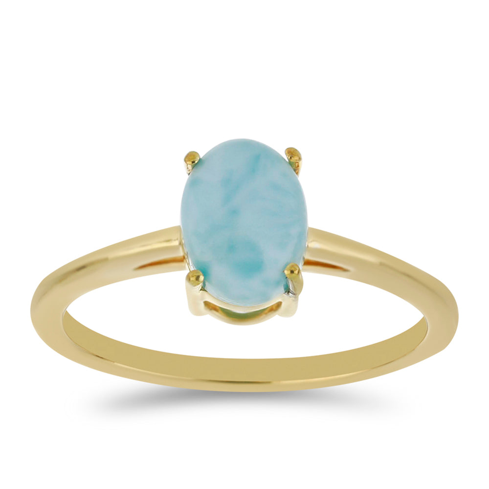 Anillo de Plata Bañada en Oro con Larimar