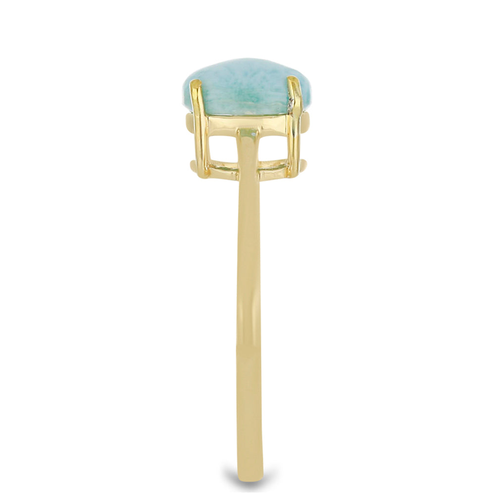 Anillo de Plata Bañada en Oro con Larimar