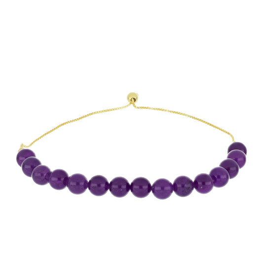 Pulsera de Plata Bañada en Oro con Ágata Púrpura
