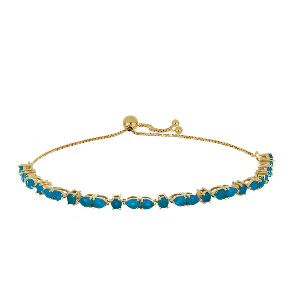 Pulsera de Plata Bañada en Oro con Ópalo Azul Paraiba de Etiopía 1 