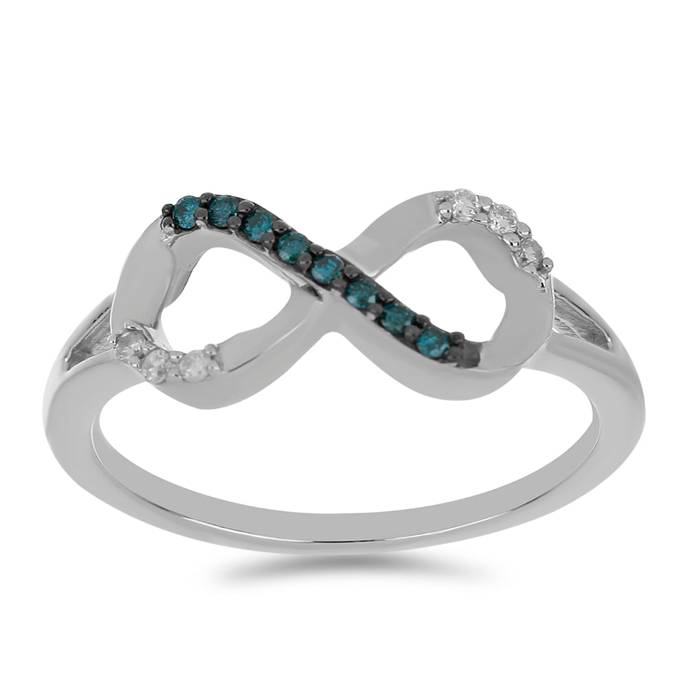 Anillo de Plata con Diamante Azul y Diamante blanco 3 