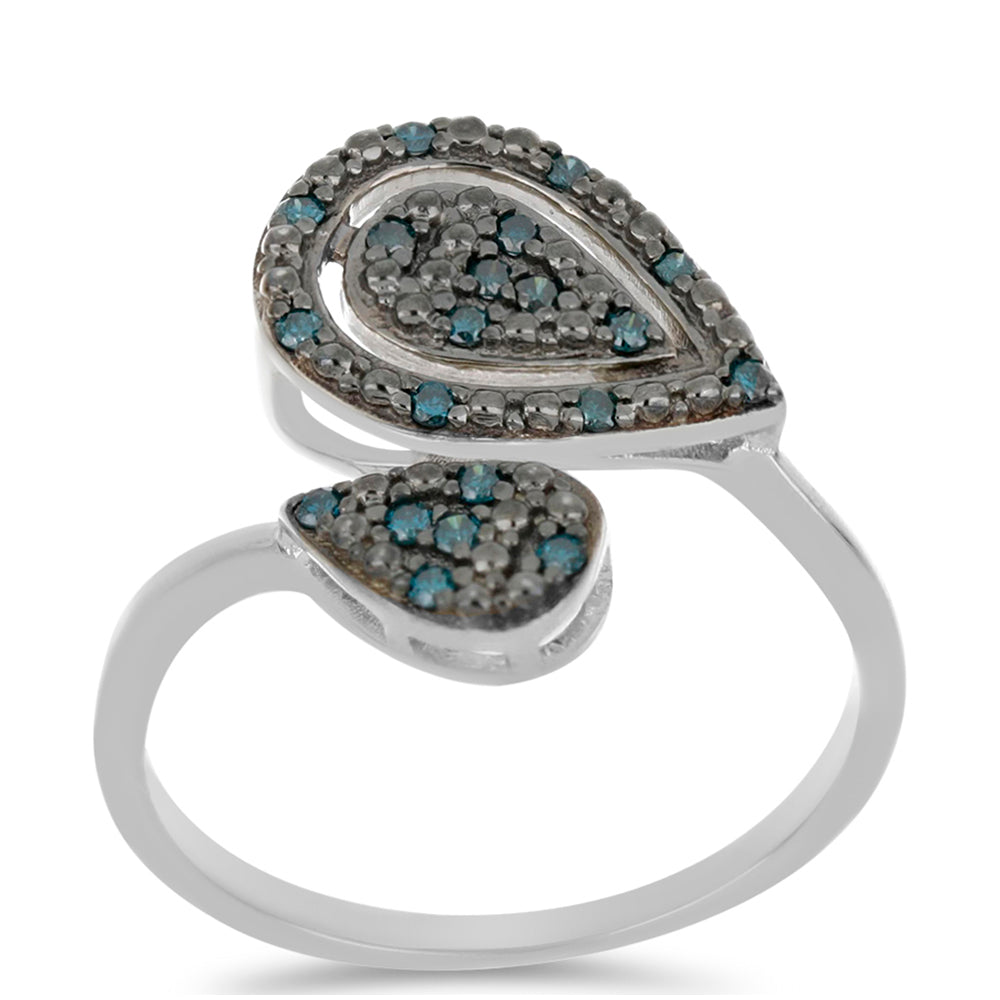 Anillo de Plata con Diamante Azul