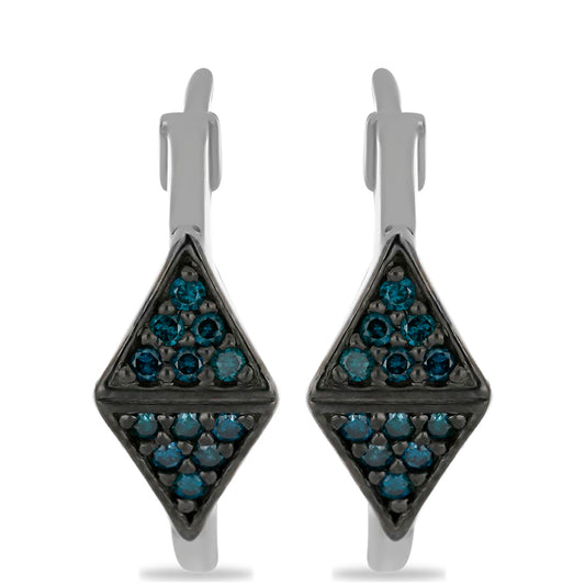 Pendientes de Plata con Diamante Azul