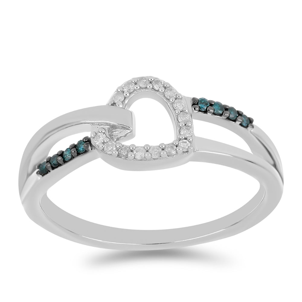 Anillo de Plata con Diamante Azul y Diamante blanco 3 